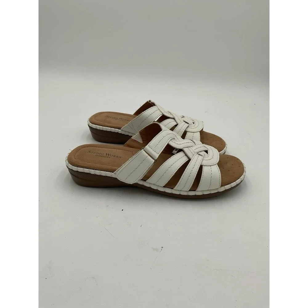 STUDIO WORKS White Sandals Size 8.5 New Without Box